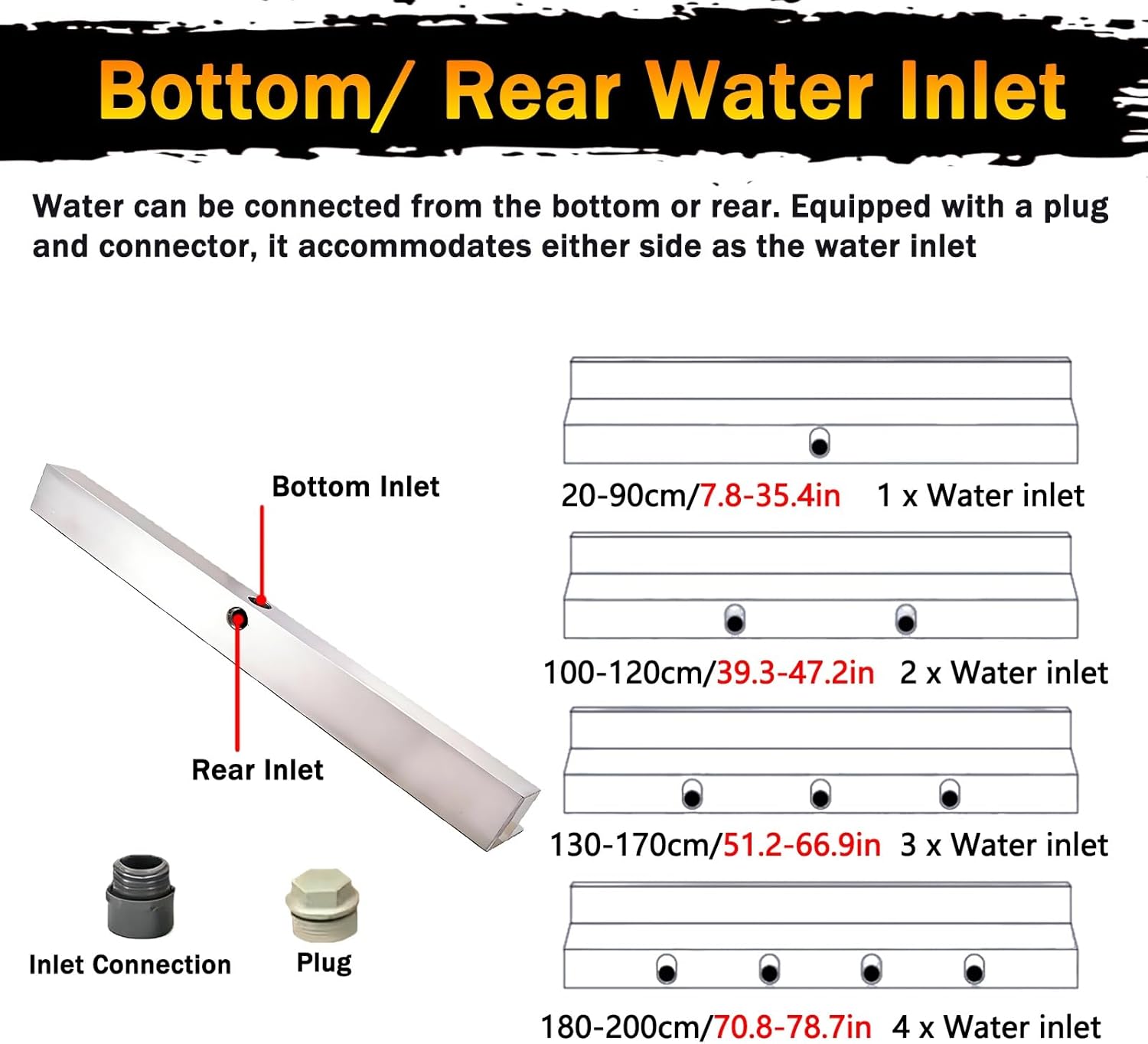 LZMZMQ Stainless Steel Koi Pond Waterfall Box, Customizable Waterfalls Overflow Device, Exterior/Interior Water Features, Pond Equipment and Accessories(Silver,200cm/78in)