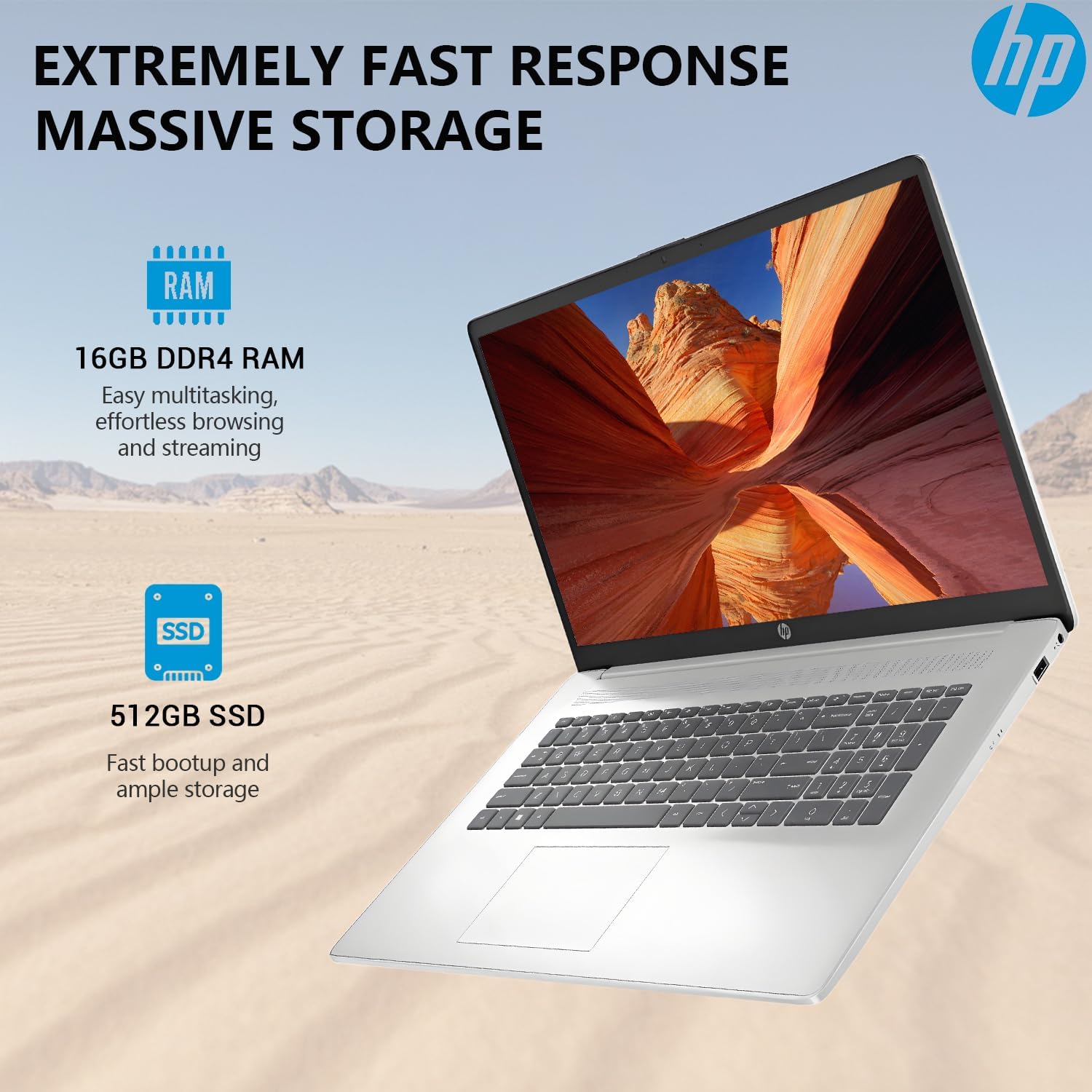 HP 17 Inch Laptop Computer, 17.3 IPS FHD Business Laptop PC, AMD Ryzen 5 6-Core, 16GB RAM 512GB SSD, Windows 11 Pro, 10-Key Number Pad