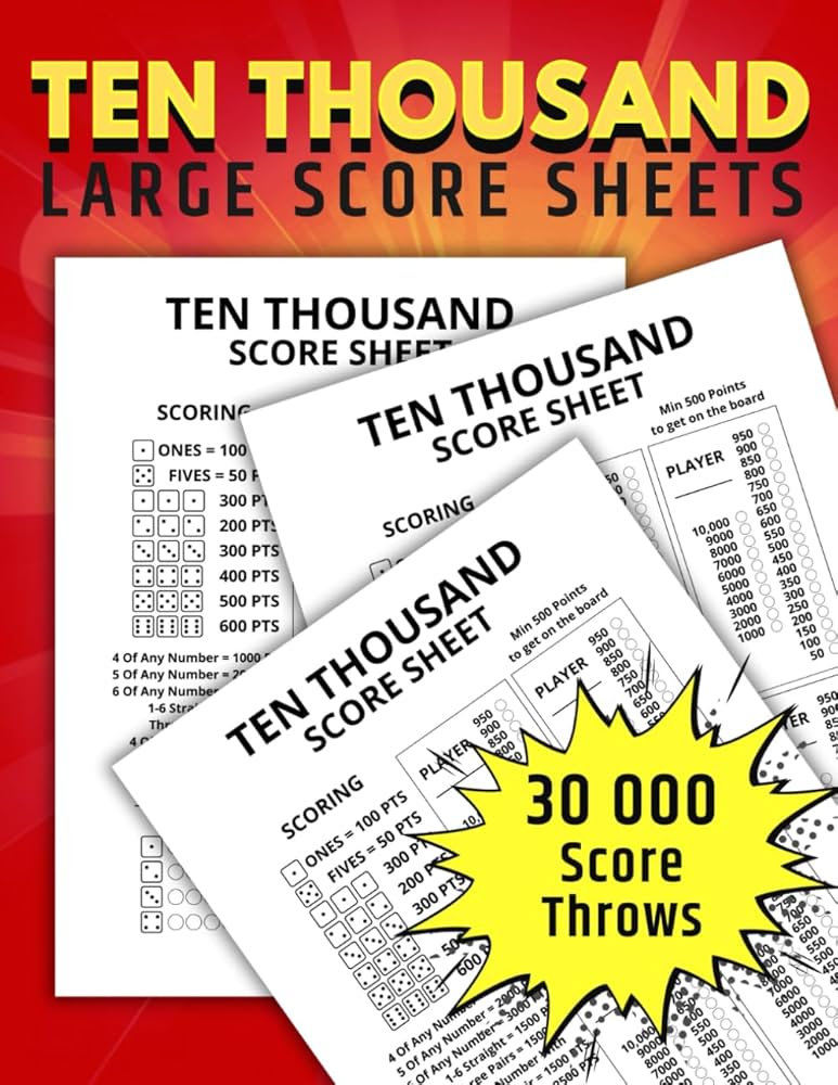 ten-thousand-score-sheets-large-scoring-pads-for-ten-thousand-dice-game-10-thousand-notebook-game-night-scorebook-worlds-michael-amazon-ca-books for Free Printable 10000 Dice Game Score Sheet Ten Thousand Score Sheets: Large Scoring Pads for Ten Thousand Dice Game | 10 Thousand Notebook | Game Night Scorebook : Worlds, Michael: Amazon.ca: Books for Free Printable 10000 Dice Game Score Sheet