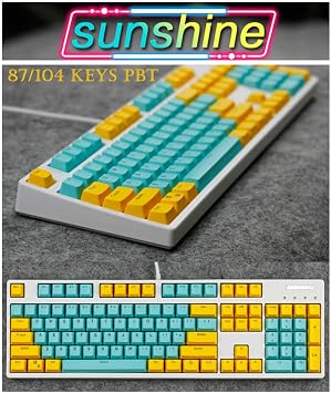 87/104 Key Sunshine Doubleshot PBT Keycaps Translucent Backlit Keyset for Cherry MX Gaming Mechanical Keyboard 104 Keys