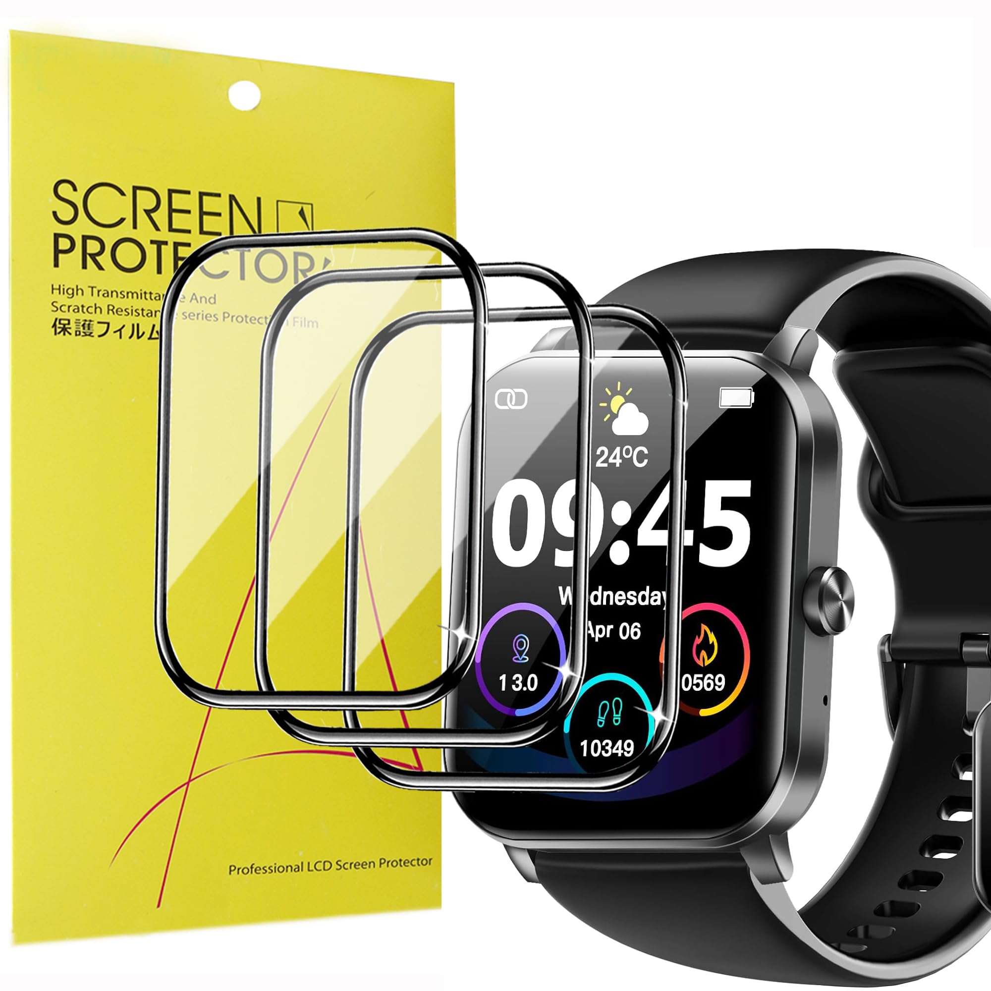 Lamshaw Compatible for QONBINK Smart Watch Screen Protector, [3 Pack] 3D Full Coverage PET Soft Screen Protector Film Compatible for QONBINK, ganopterygon, Jacoosa L70 1.85" Smart Watch (3 Pack)