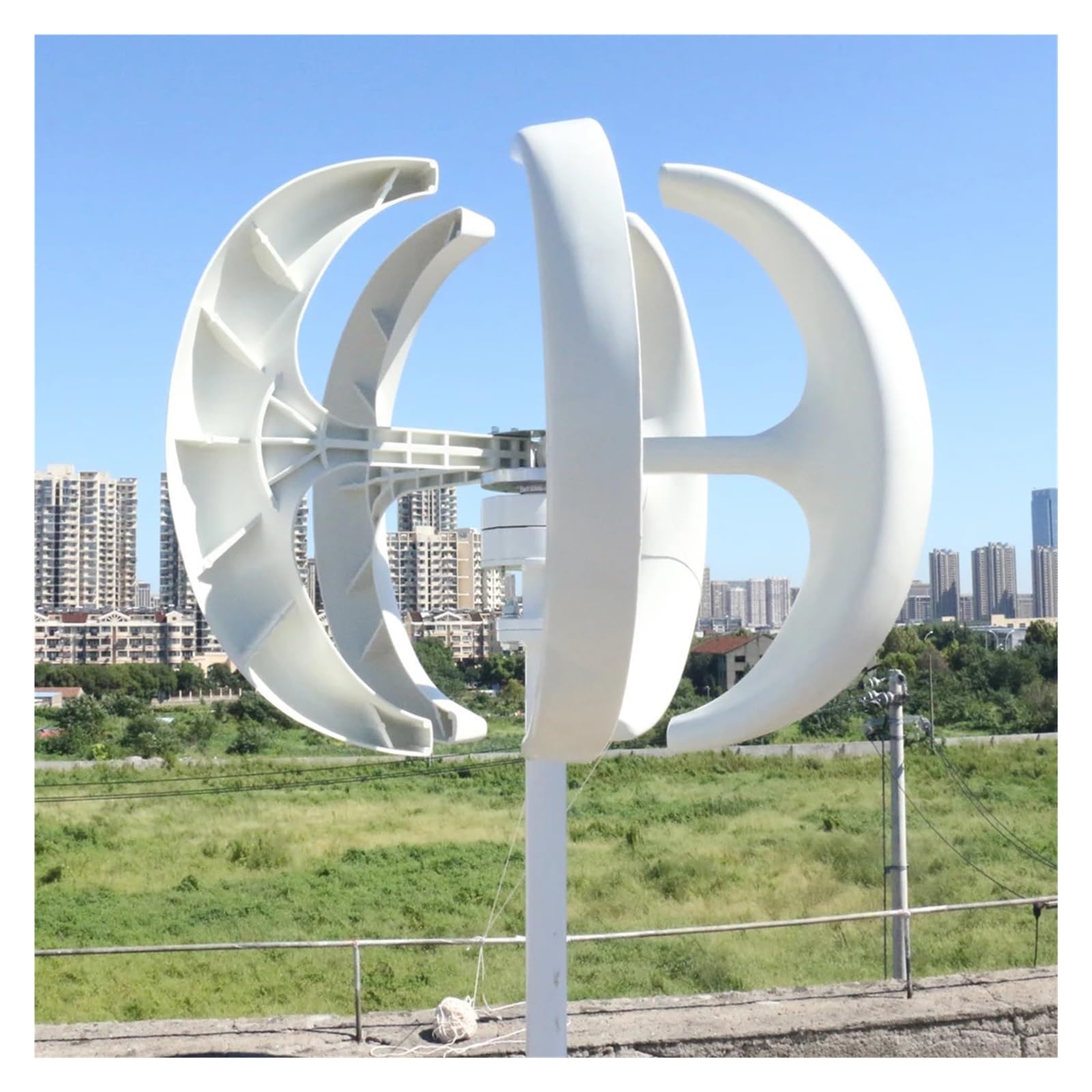 Windturbinengenerator, Freie Energie 5KW Low Noise Kleine Wind Turbine nerator for Hause 5000W 12V 24V Vertikale Achse windmühle Windkraftgenerator(White,24V_5000W)