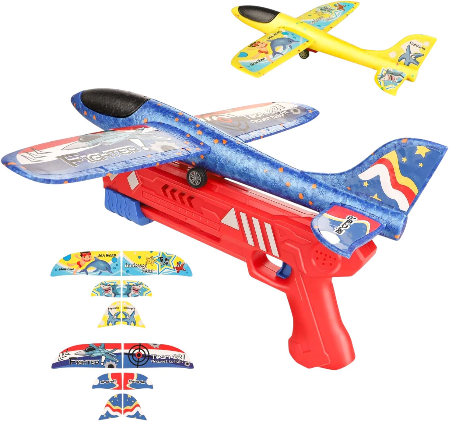 SHAKTISM® Airplane Launcher Toys, 2 Flight Modes, Foam Plane with Launcher, Airplane Launcher Toys, 2 Flight Mode Catapult Plane Toy for Kids,Throwing Foam Plane with Launcher One-Click Ejection-image-21