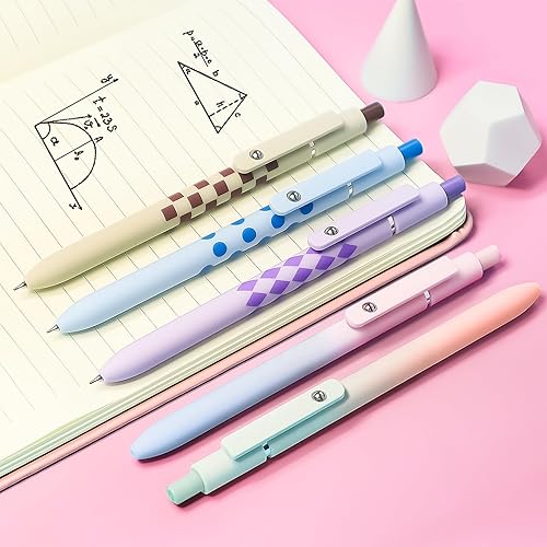 Miniatura 10 de Bolígrafos de gel, 5 bolígrafos de punta media suave para mujer, bolígrafos de tinta negra de alta gama de 0.028 in para diario, tomar notas,