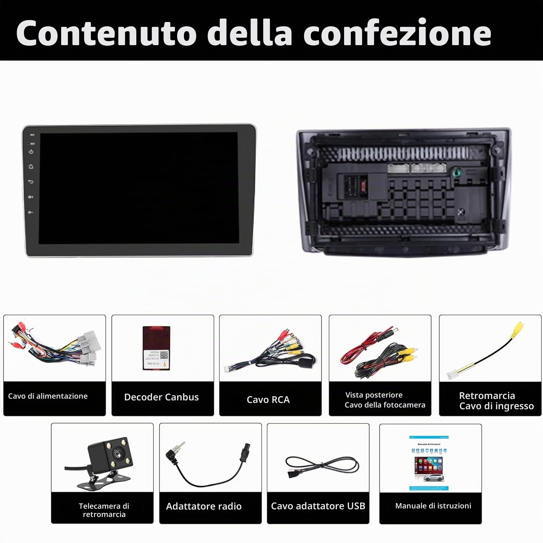 Autoradio 2 DIN per Alfa Romeo Mito 2008-2019 Wireless Carplay Android Auto Touchscreen da 9" con Stereo Auto Bluetooth Navigatore/Telecamera Posteriore/WiFi/Miror Link/Mic/FM/SWC