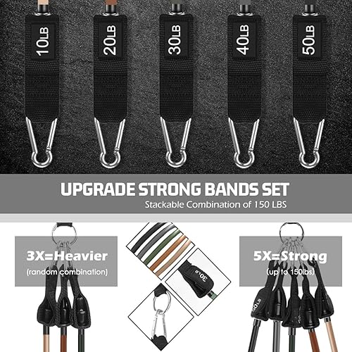 Miniatura 4 de VEICK Bandas de resistencia, bandas de ejercicio, bandas de entrenamiento, bandas de resistencia para entrenar con asas para hombres y mujeres, Gris