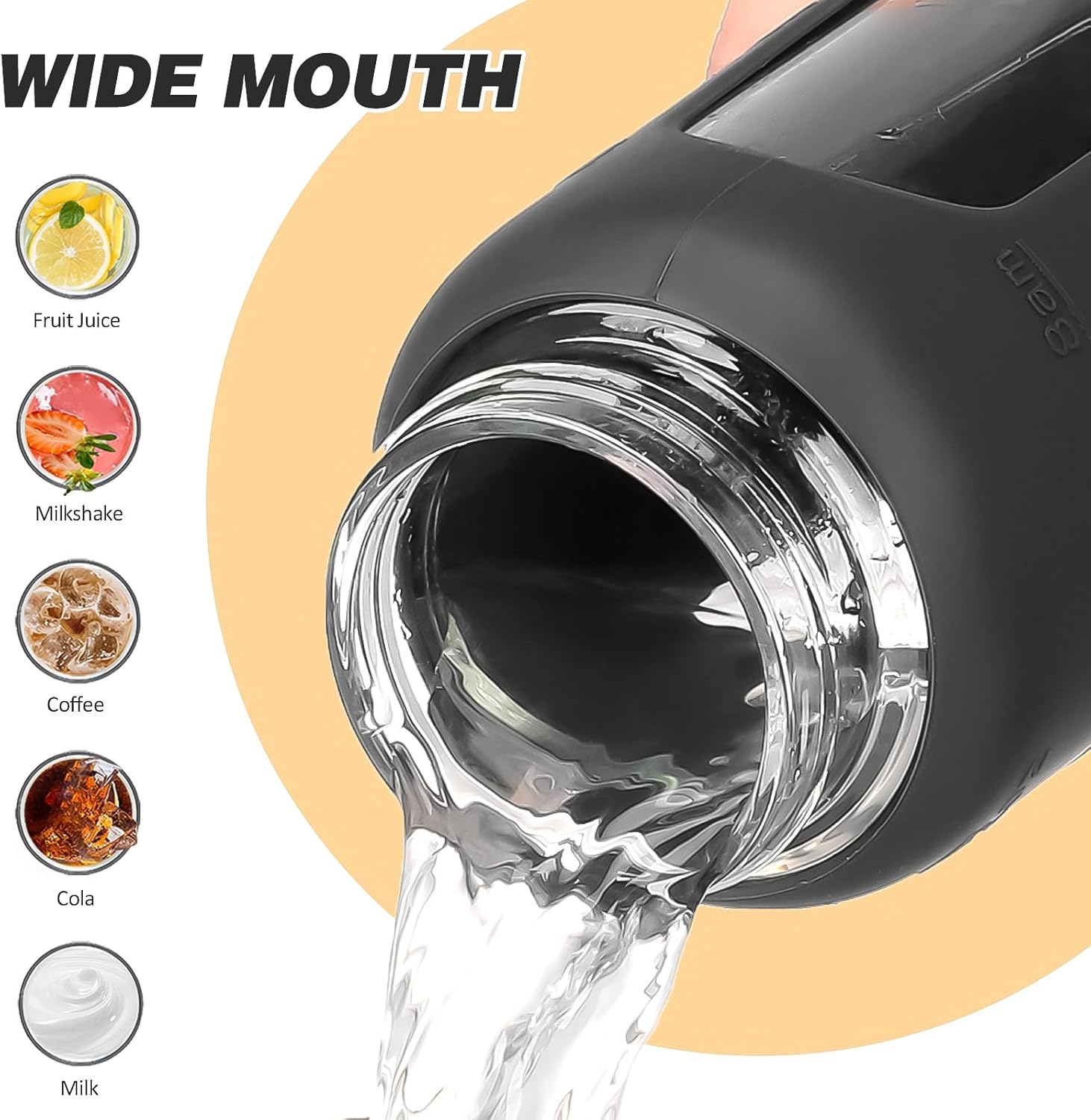 24oz Glass Water Bottle with Straw and 2 Lids-Bamboo and Spout Lid, Borosilicate Glass Water Bottle with Silicone Sleeve and Time Marker,BPA Free & Cupholder Friendly,Black - Image 5