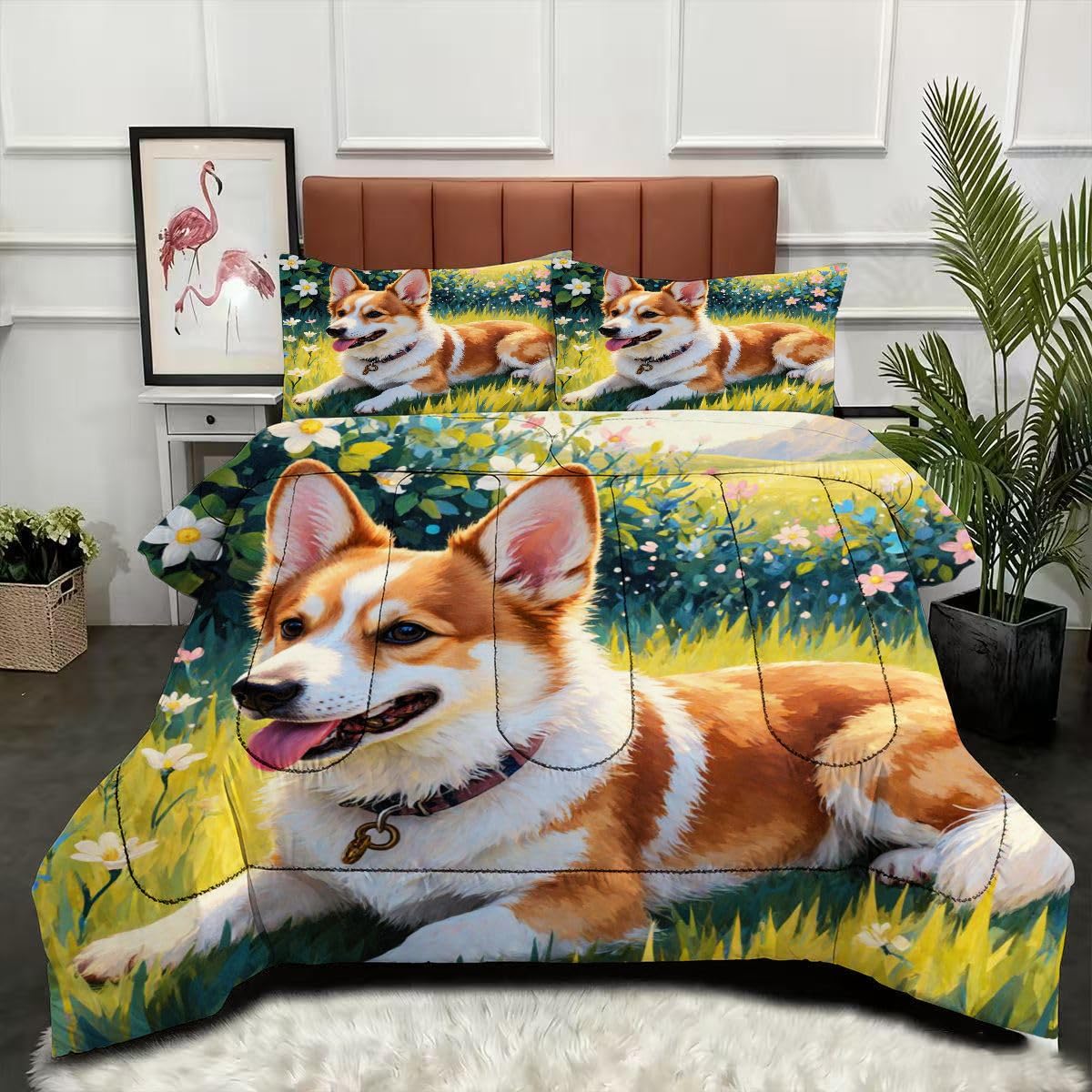 Couette chien 160x200 cm avec 2 taies pour une chambre d'enfant animée