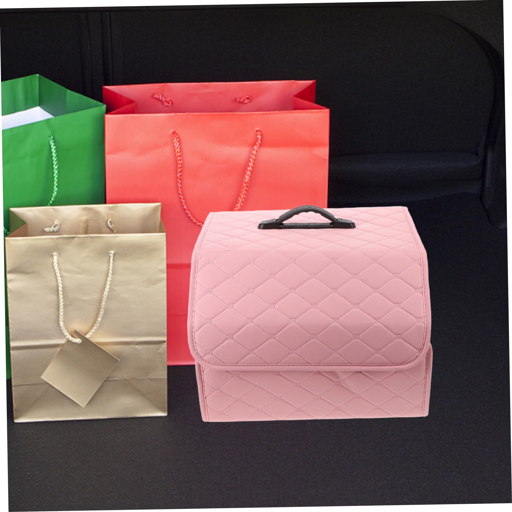 ULTECHNOVO Organizador de Maletero Plegable de Cuero Artificial Caja de Almacenamiento Multifuncional para Coche para Organizar Suministros el Maletero Durante Viajes o Limpiezas