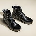 Bruno Marc Men's Motorcycle Combat Boots Casual Zipper Biker Boot
