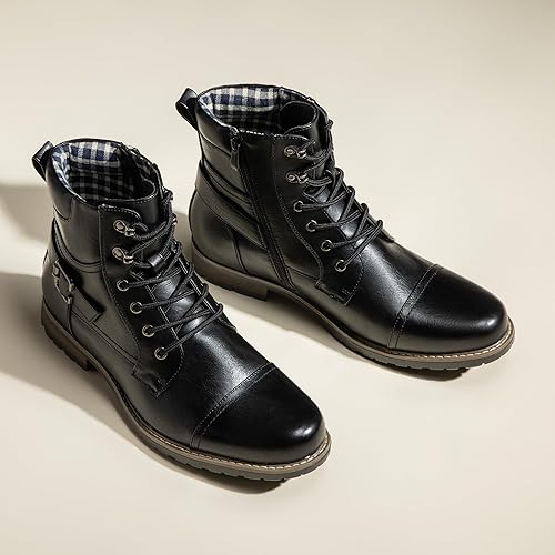 Miniatura 8 de Bruno Marc - Botas de combate para motocicleta con cremallera para hombre