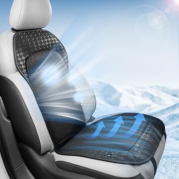 Coverado Upgraded Ventilated Cooling Car Seat Cushion, 12V-24V Dual Blowing & Suction with 8 Turbo Fans, 3-Speed Adjustable Summer Cooling Pad Universal for Cars, SUV, Truck, Van - Black