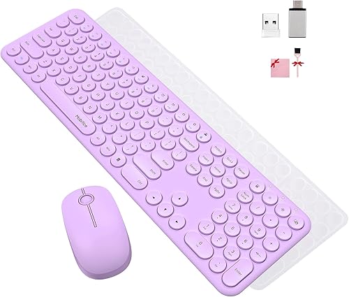 Miniatura 9 de Mobifice Lindo teclado y mouse inalámbricos para PC, computadora portátil, Windows, Mac, tabletas, iPad de Apple, ultrafino, USB inalámbrico de
