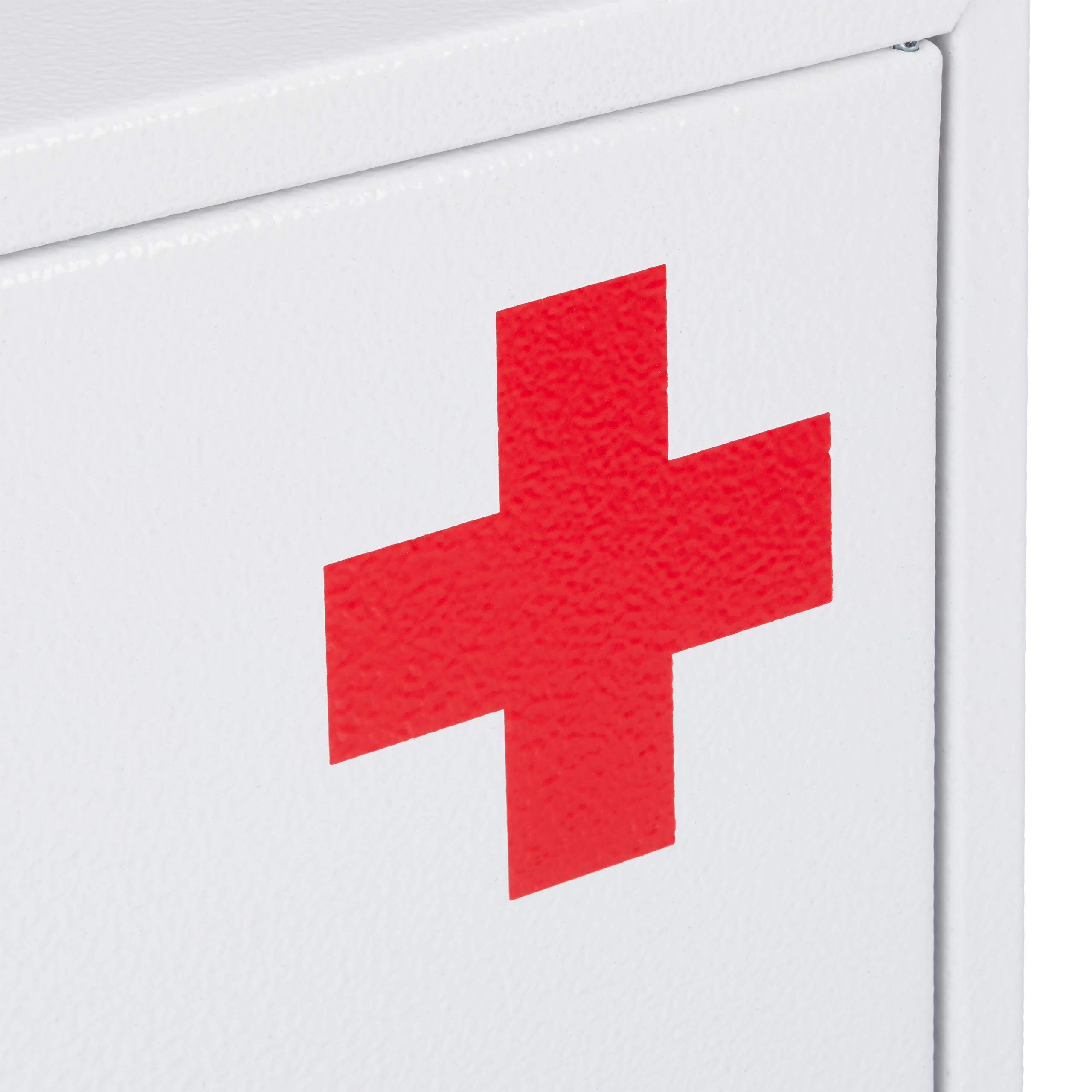 Relaxdays Armadietto Pronto Soccorso, Cassetta Medica, 2 Scomparti, Kit Medicinali, da Muro, 32x21,5x8 cm, Bianco/Rosso