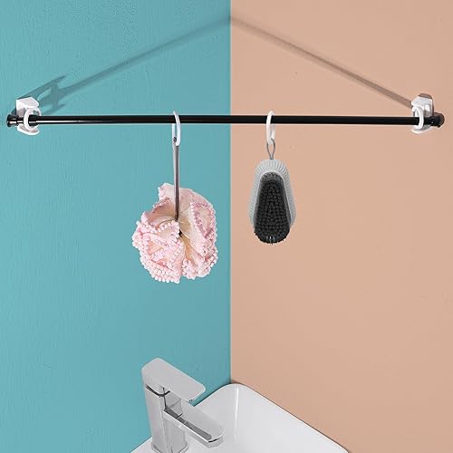 Miniatura 2 de Funnacle Soporte adhesivo para barra de ducha giratoria de 360 grados, sin perforaciones, para pared en ángulo en el baño y la cocina, diámetro del