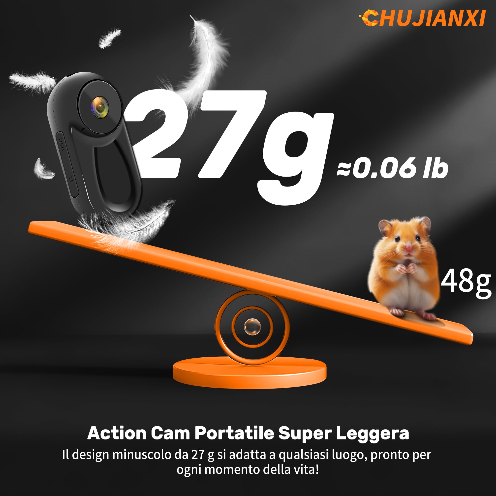 Mini Action Cam 1080P,Thumb Body Cam con Display da 0,85 Pollici,Portatile Bodycam,Indossabile Videocamera da Pollice,Mini Action Camera e Accessori Fotocamera(Nero)