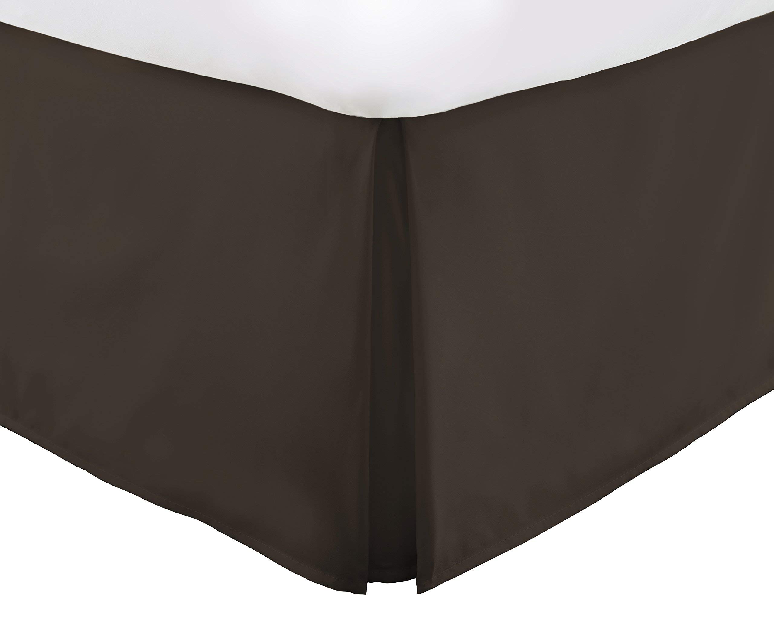 600 Thred Count Pleated Bed Skirt Classic Tailored Styling Dust Ruffled, Wrinkle and Fade Resistant, 100% Egyption Cotton Solid Hotel Quality, 15 Inch Drop (King, Chocolate)