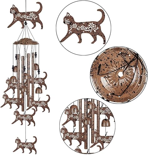 Miniatura 2 de Campanillas de viento de gatos para jardín, hogar, balcón, patio, decoración al aire libre, campana de viento de gato, campanillas de viento