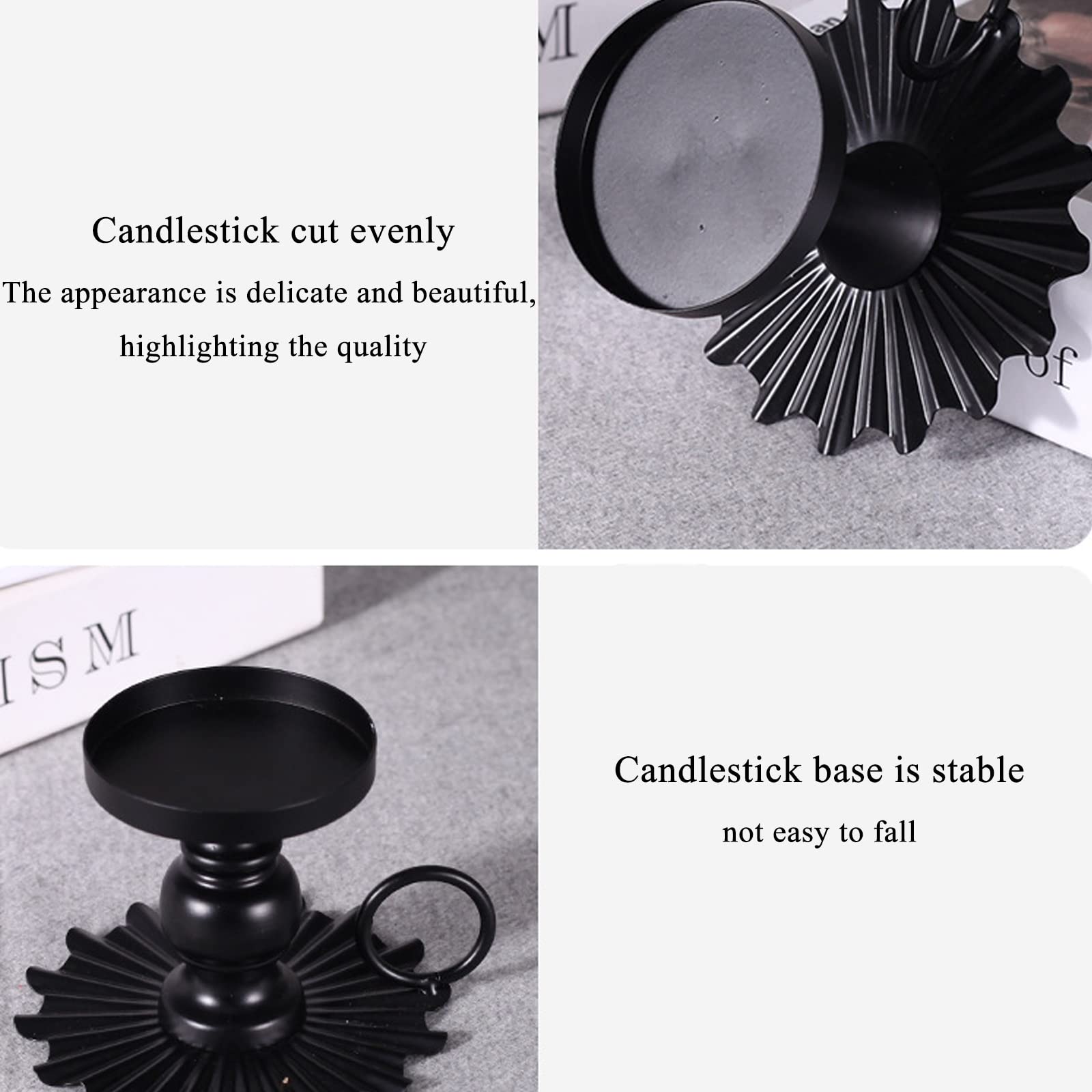 Kerzenständer 4Er Set, Teekerzenhalter Metall Kerzenständer Für Weihnachtsfeier Bauernhaus Hochzeit Esszimmer Tischdekoration,Schwarz