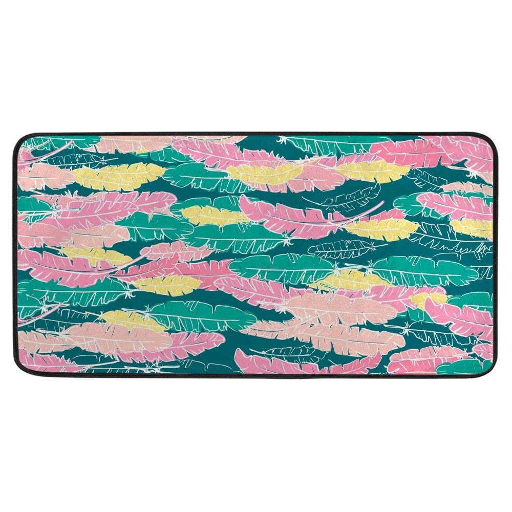Tapis de cuisine antidérapant plumes rose grand tapis de sol