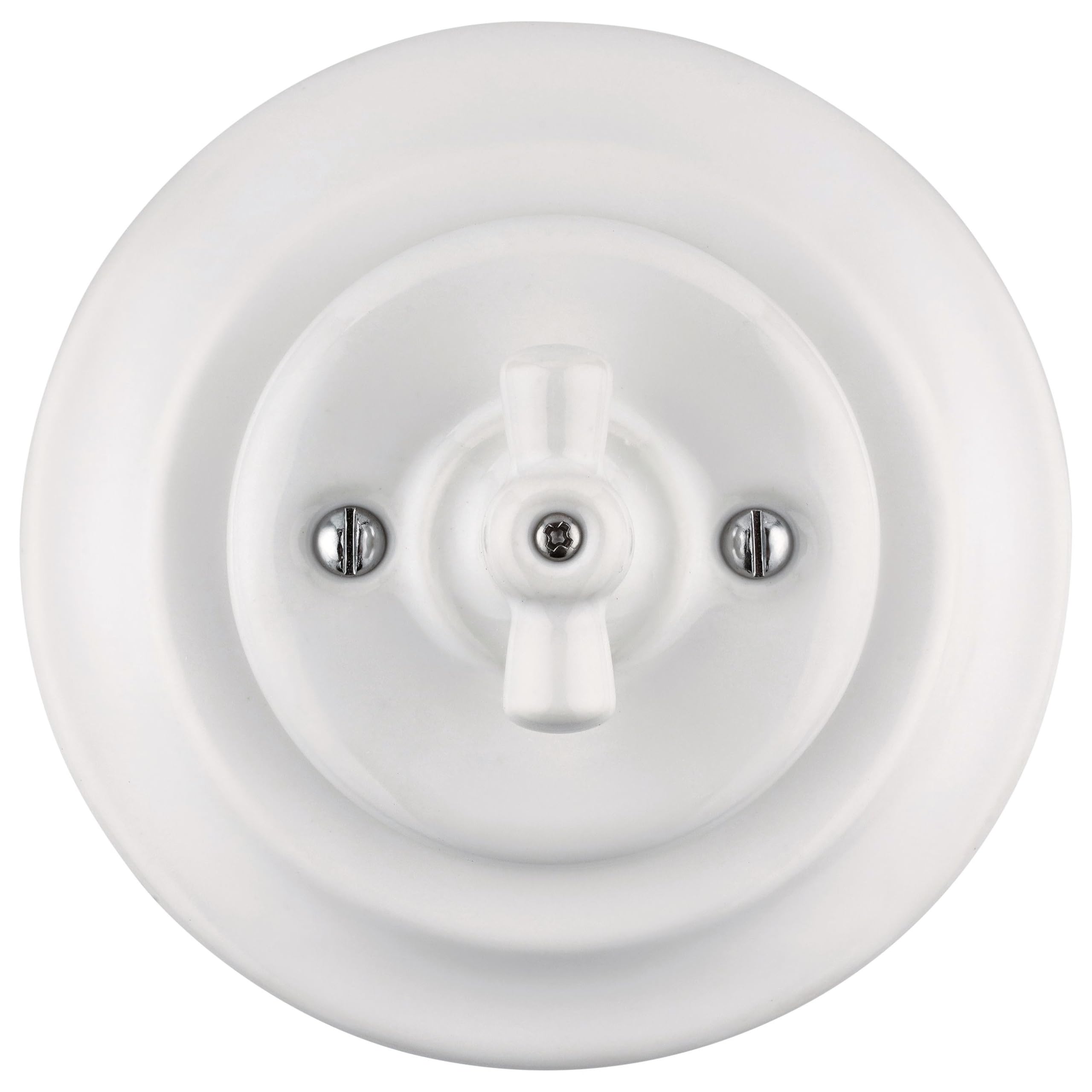 Podtynkowy porcelana retro obrotowy przełącznik krzyżowy, All-in-One, seria PR1, biały