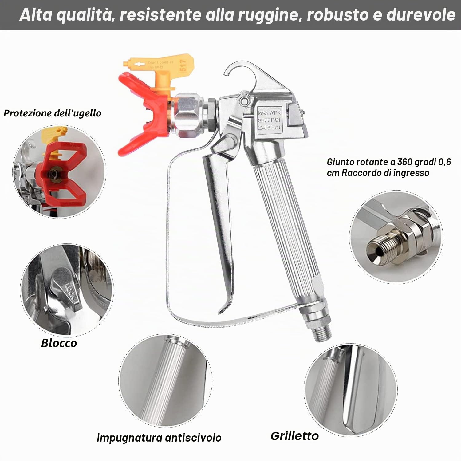 Pistola Airless 3600 PSI Airless pistola a spruzzo verniciatura ad alta pressione con ugello 517 e 6 pcs Filtro per pistola a spruzzo Airless per Spruzzatore Airless ad Alta Pressione