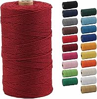 Vista 8 de Cordón de macramé de 0.079 pulgadas, cuerda de macramé color POZEAN de 220 yardas (unos 656.2 ft), cuerda de algodón 100% natural para colgar