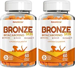 Kit Combo 2 Bronze Skin Betacaroteno + Vitamina C 120 Cápsulas Natunéctar
