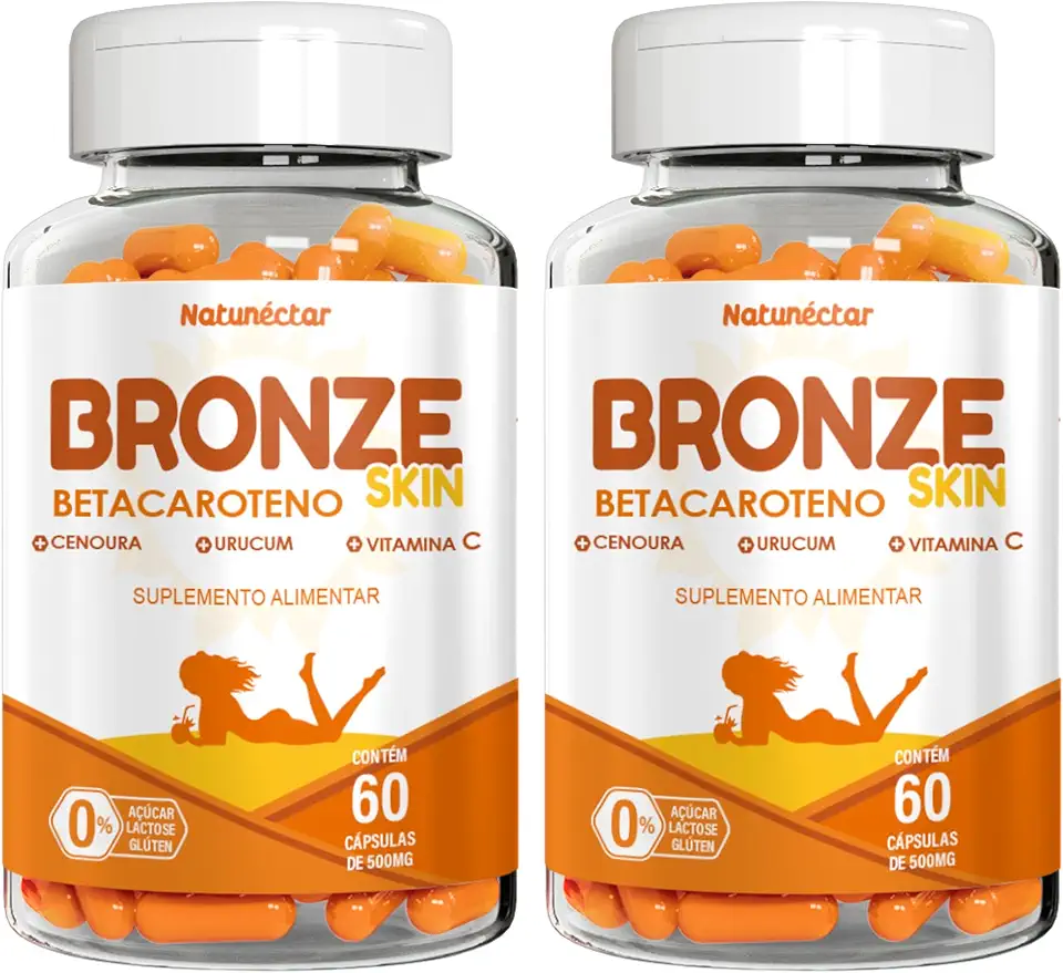 Kit Combo 2 Bronze Skin Betacaroteno + Vitamina C 120 Cápsulas Natunéctar