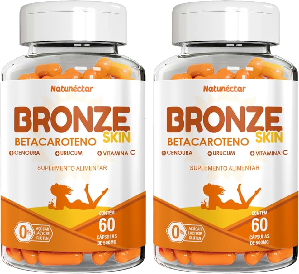 Kit Combo 2 Bronze Skin Betacaroteno + Vitamina C 120 Cápsulas Natunéctar