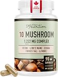 10 Mushroom Blend Supplement | Lions Mane, Turkey Tail, Cordyceps, Reishi, Shiitake, Maitake Extract Mushroom Support Complex | Antioxidants & Immune Support | Made in Canada, Gluten-Free | 90 Ct