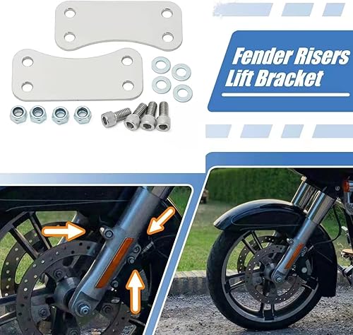 Miniatura 7 de Juego de soportes de elevador de guardabarros para rueda delantera de 21 pulgadas para modelos Harley Touring Electra Glide Road Glide Road King