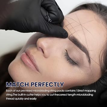 2in1 Dual String Pre-Inked Brow Mapping String Black White PMU Thread 200ft | pre-ink for Permanent Makeup, Microblading Supplies Marking precise Symmetrical Brows salon use