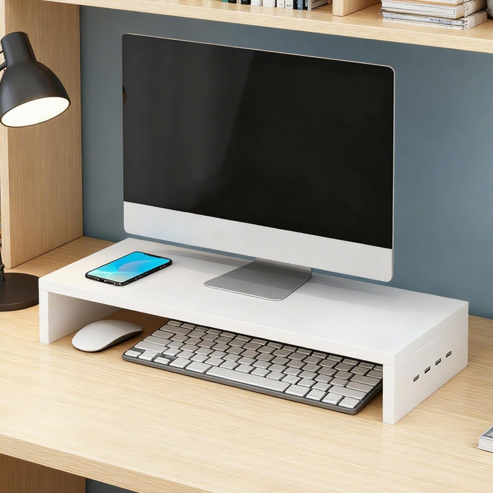 Ergonomiczny organizer na biurko, na ekran laptopa z 4 portami USB