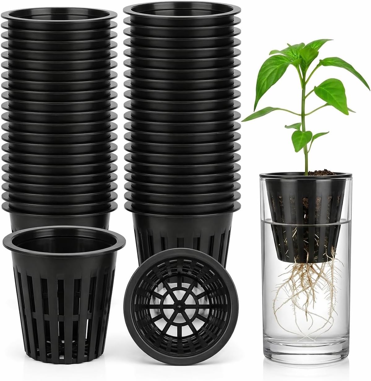 Didiseaon Hydroponic Plant Pot Plant Net Pot 2.75 in Plastic Hydroponic Basket for Aeration Drainage and Root Growth in Systems
