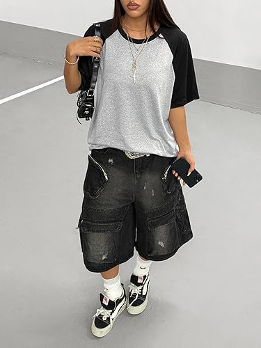 Miniatura 6 de Verdusa Camiseta casual de manga corta con cuello redondo de gran tamaño para mujer