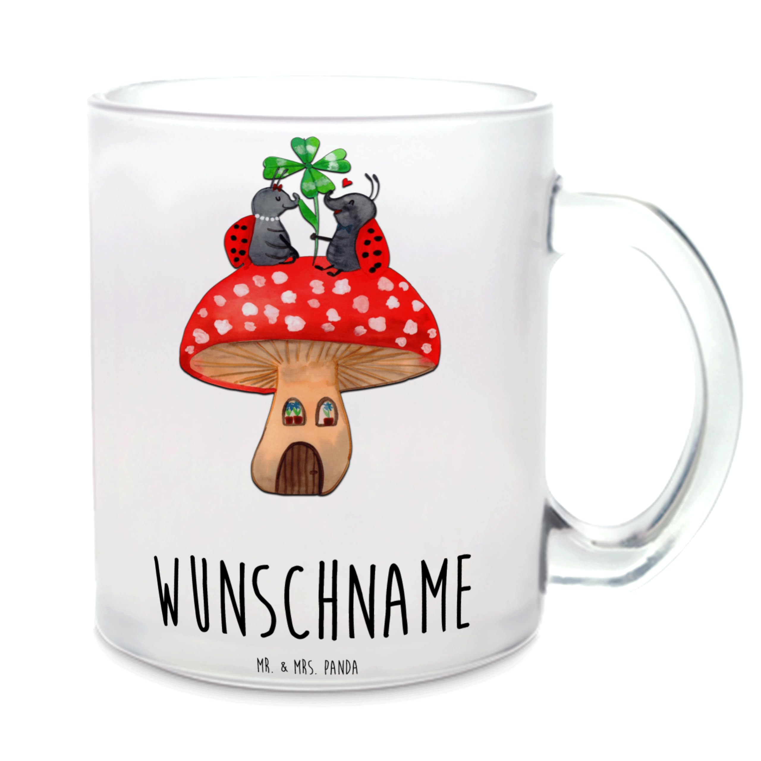 Mr. & Mrs. Panda personalisierter becher Marienkäfer Fliegenpilz - Personalisierte Geschenke, personalisiert, Fleigenpilzhaus, Namenstasse, Tasse, Tiermotive, individuell gestalten, Wohnung, Haus