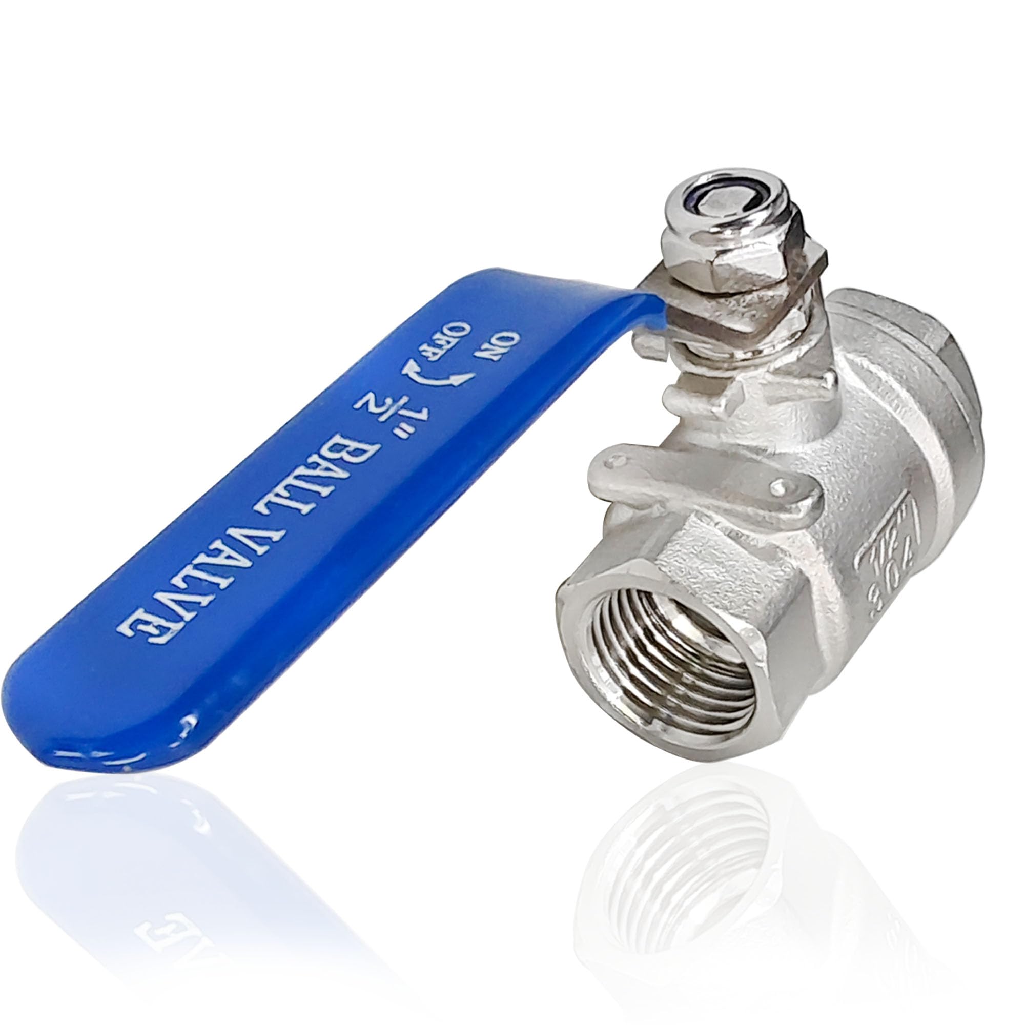 Photo 1 of 1/2 Inch Female NPT Ball Valve, 304 Stainless Steel Heavy Duty Full Port 1/2" Shut Off Valve for Water Oil Gas with Long Handle,1000 WOG (1pcs, 1/2" FNPT X FNPT)