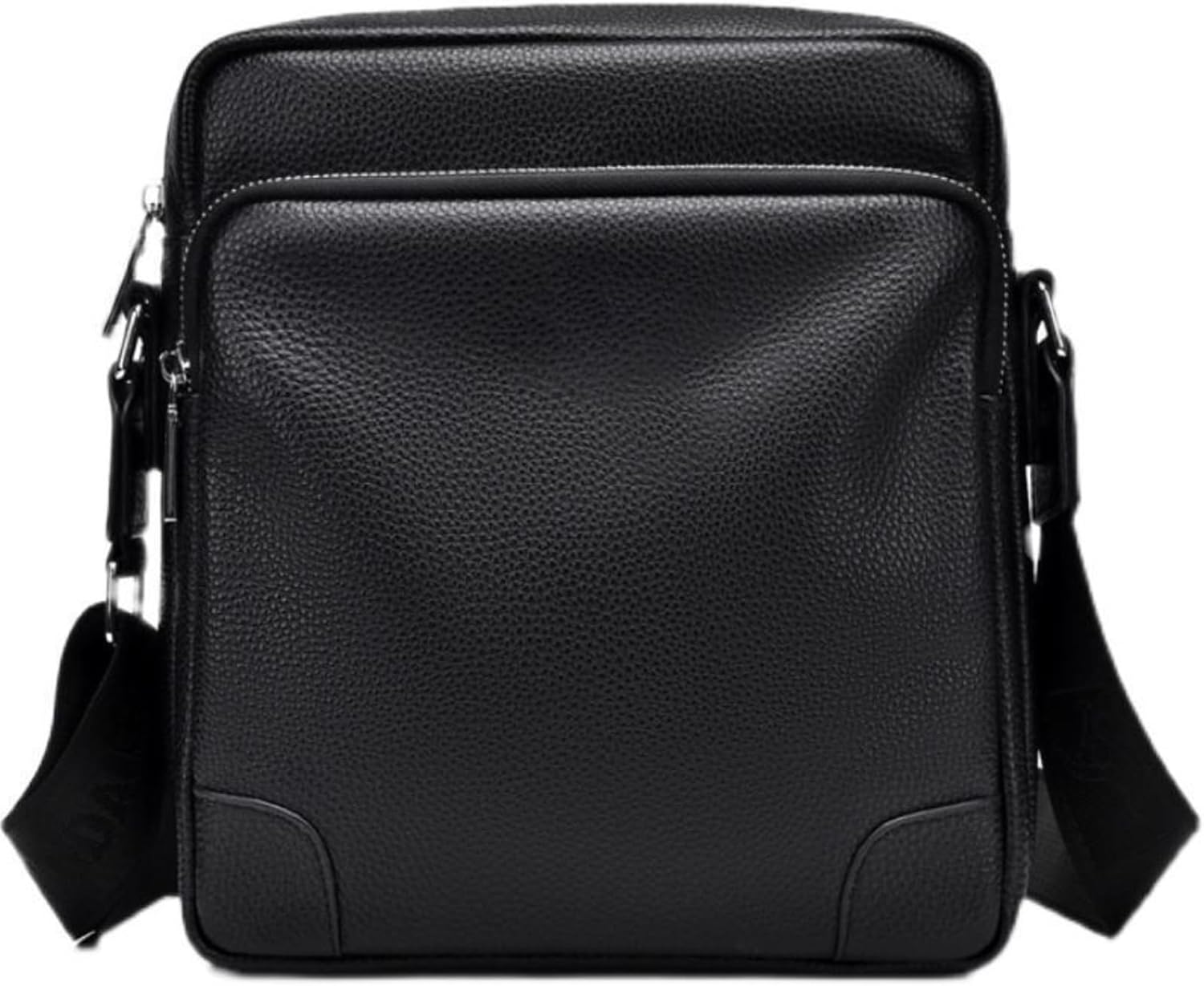 Men's Crossbody Shoulder Bag, Small Messenger Satchel for Work Business Travel, Black Side Purse