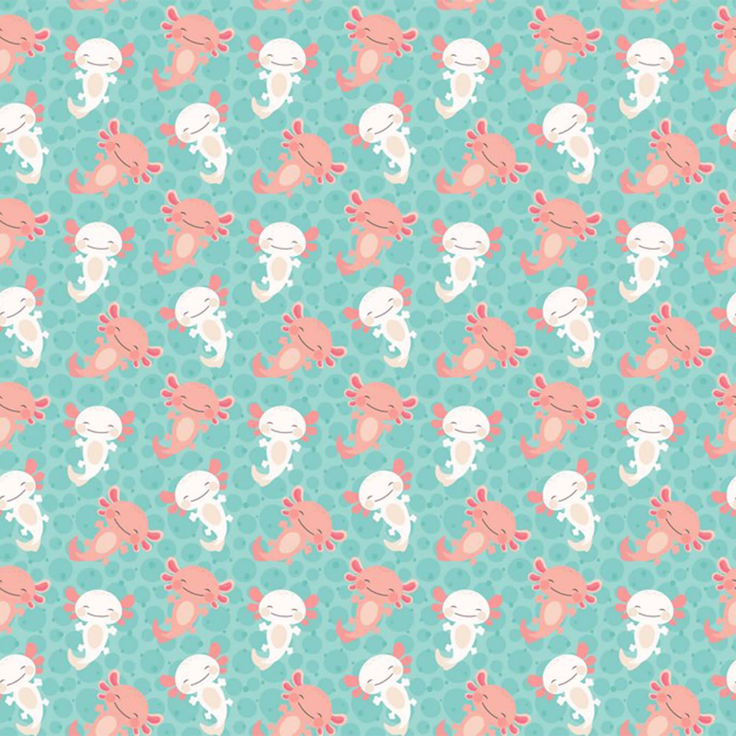 Cute Axolotl Fabric by The Yard Cartoon Axolotl Upholstery Fabric for Chairs Kawaii Animal Decorative Fabric for Kids Boys Girls Wildlife Pet Animal Sewing Fabric, DIY Art, Green 2 Yards — image 1