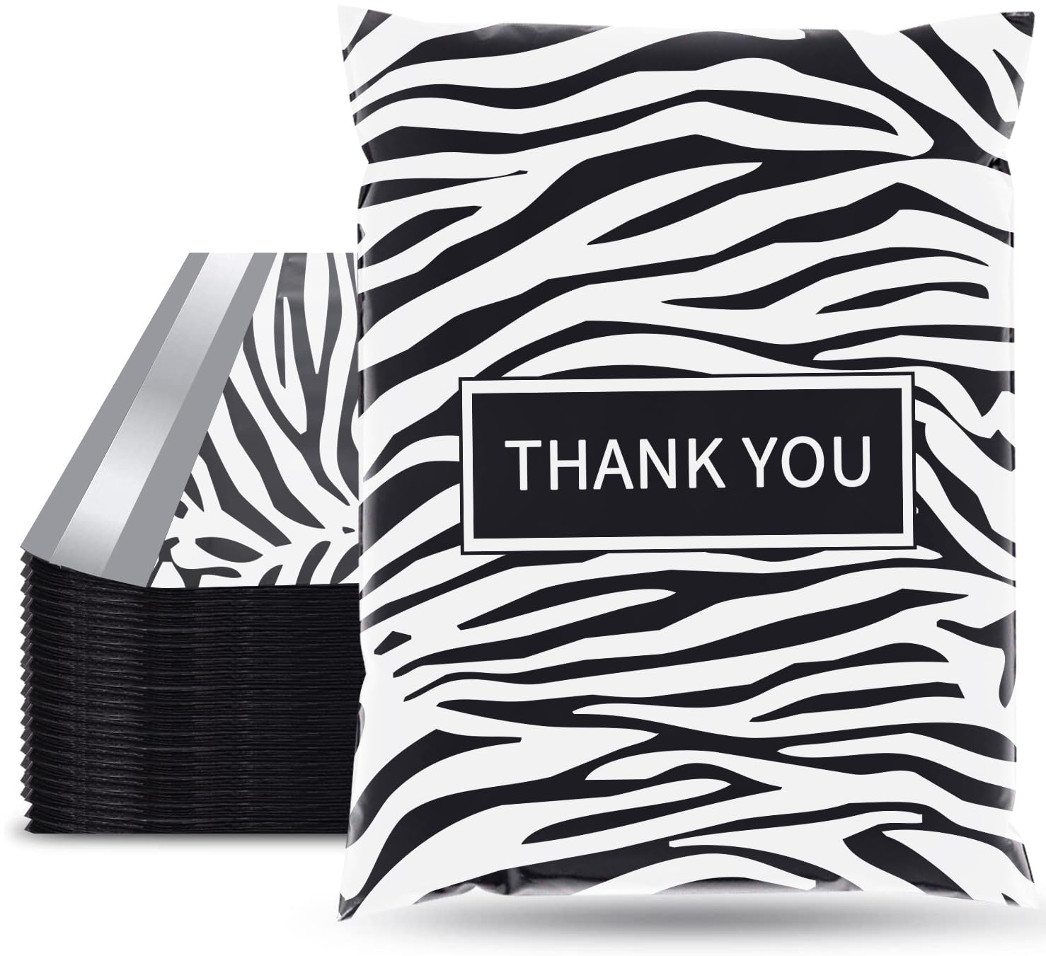 JYJ 100 Pack Poly Mailers Shipping Bags 10x13 Inch (Zebra, 10x13 Inch)