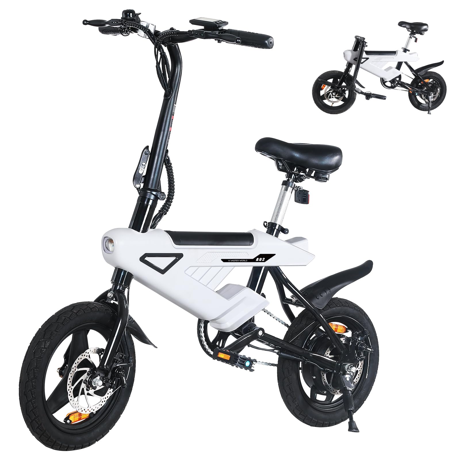 A01/A02 Vélo électrique pliable 14" Adultes/Garçons, 36V Batterie, Moteur 250W, 3 vitesses, pré-assemblé 90% pour ville (A02)