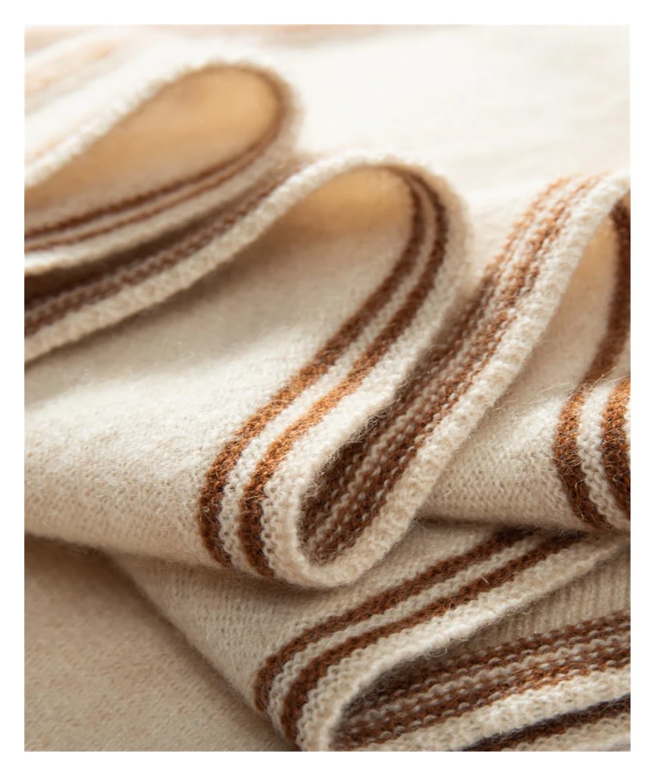 Sciarpa Triangolare in Cashmere da Donna, Piccolo Scialle, Scaldacollo, con Applicazioni a Righe, Primaverile, Multiuso, in Pashmina, Morbida Maglia