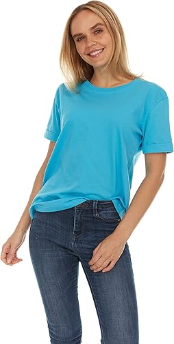 Miniatura 2 de Brix Camiseta de ajuste holgado para mujer, camisetas de algodón con cuello redondo.