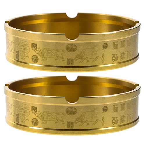 2pcs Brass round Ashtray for Cigars, Coffee Table, Parties
