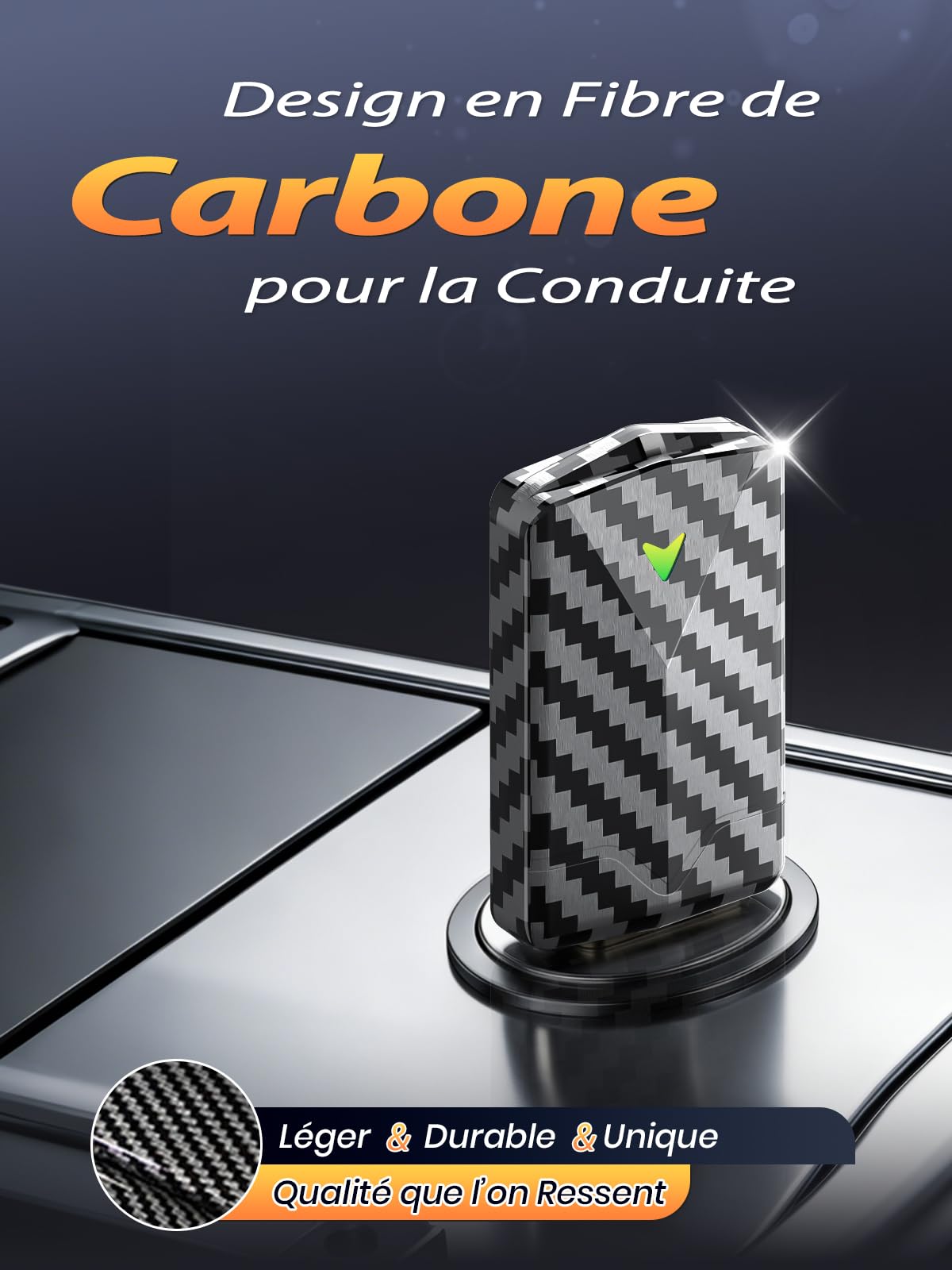 Mini Adaptateur CarPlay sans Fil & Android Auto sans Fil, Fibre de Carbone, Métal USB-A/C, Version Stable, Plug & Play, Voitures 2016+, Compatible avec Apple iPhone (iOS 10+) et Android 10+