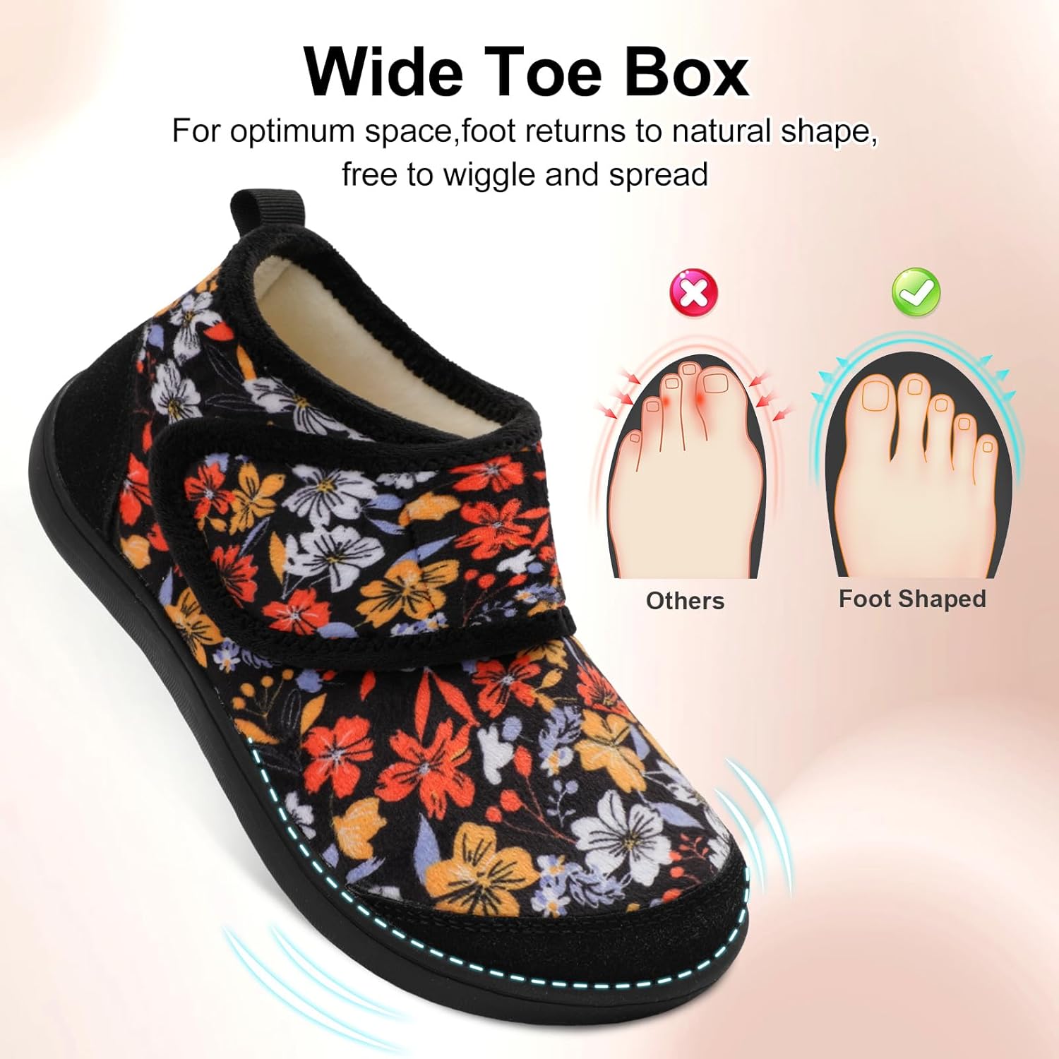 LeIsfIt Slipper Boots for Women Wide Warm House Shoes Non-slip Diabetic Winter Shoes Adjustable Bootie Slippers for Indoor & Outdoor - Image 4