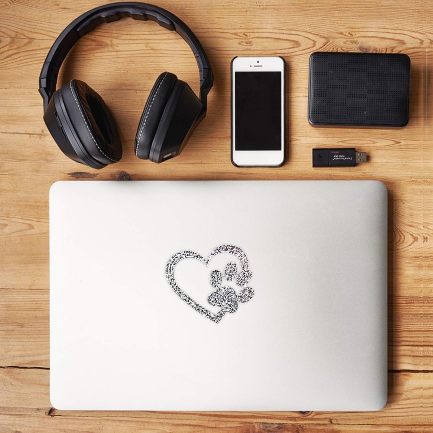 Kuufausi car Bling Stickers and Decals, Cars Walls Laptop Luggage Bling Rhinestone Stickers, Heart with Dog paw(4 X 3.5 Inch) - Image 4