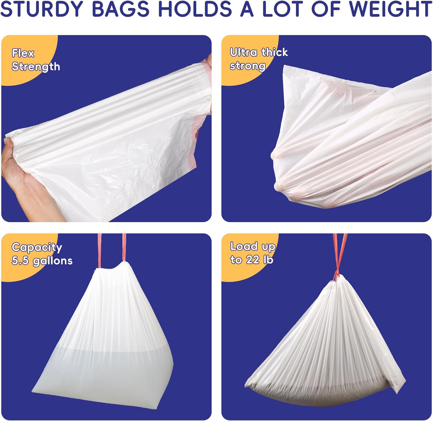 Drawstring Litter Liner Bags 100 Pack-Cat Litter Box Liner Bags for Litter Box Robot 3 and 4 Thick Waste Bags for Self-cleaning Cat Litter Box Liner Trash Bags for Home/Kitchen Trash Cans