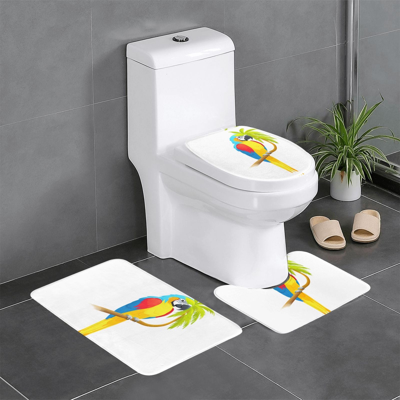 Tapis de bain perroquet WHJSSF anti humidité faciles à laver 3 pces